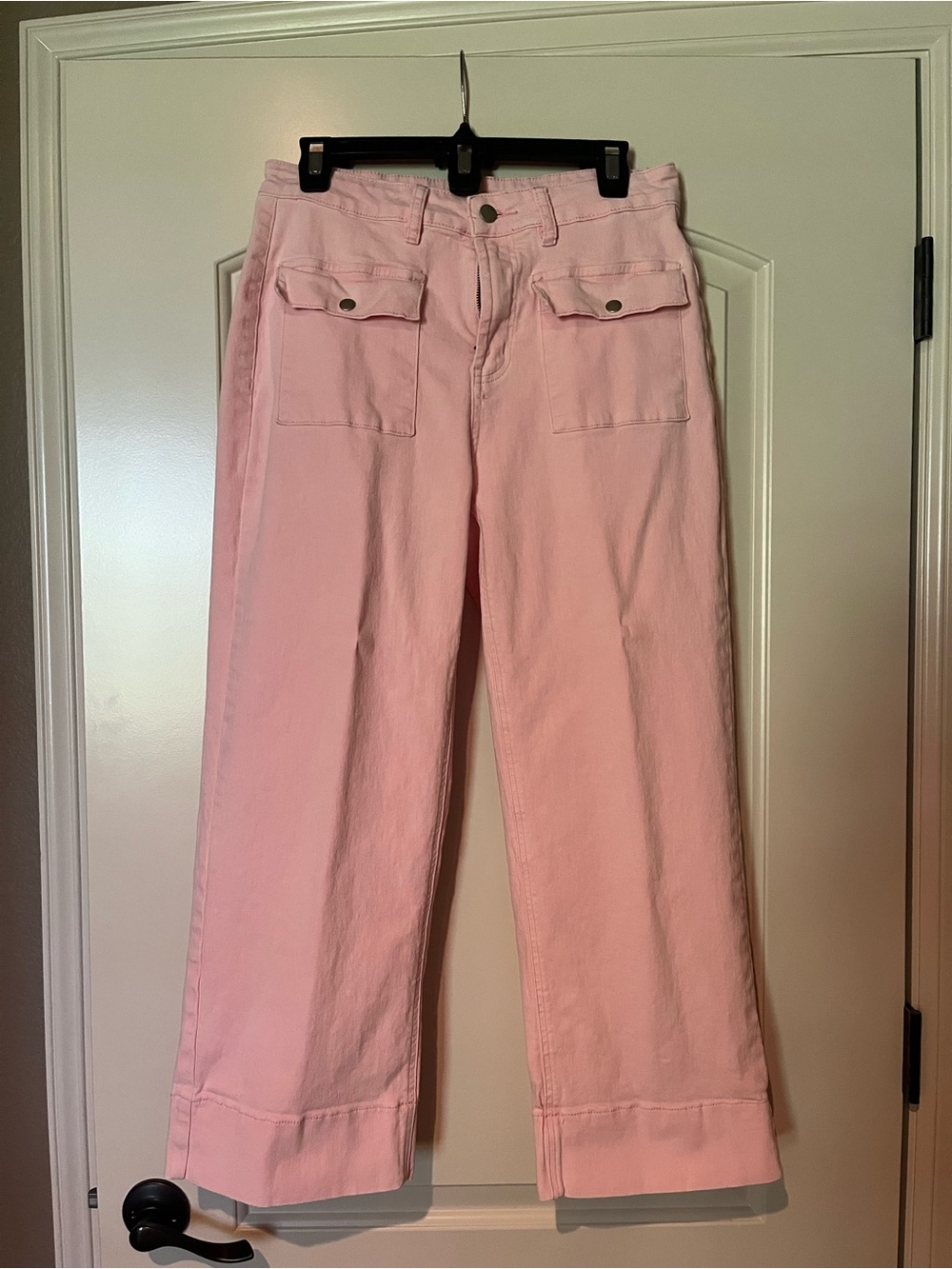 Light Pink Wide-Leg Pocket Pants